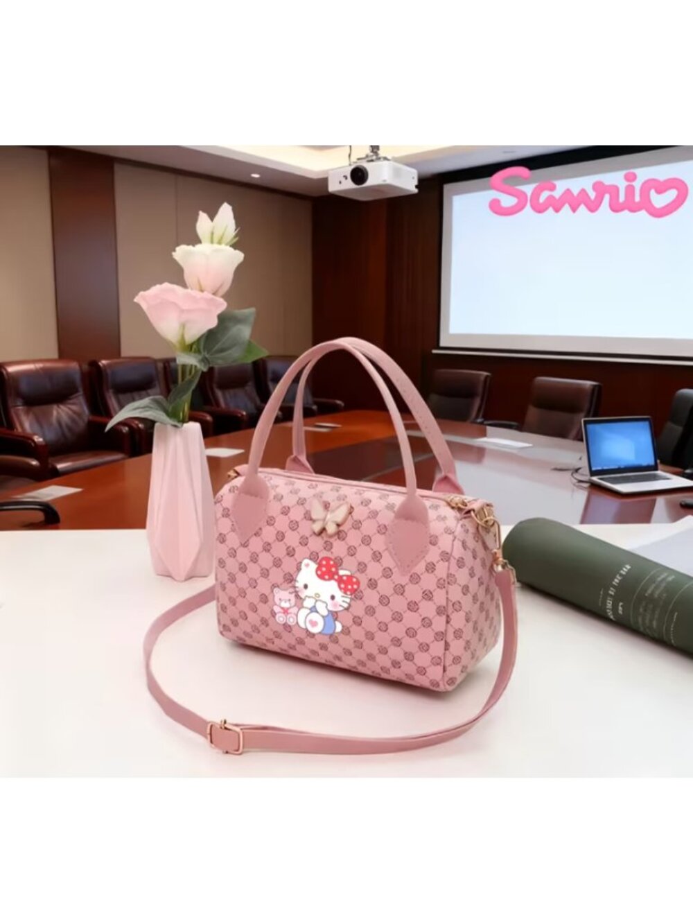Hello Kitty Pink Crossbody Satchel Handbag with Butterfly Accent Cute Sanrio - Picture 1 of 4